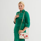 Designer Inspired Embroidered Crossbody Sling Bag with Chain Strap - Red Floral_8501918_2