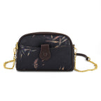 Floral Embroidered Crossbody Sling Bag with Chain Strap - Black_8501930