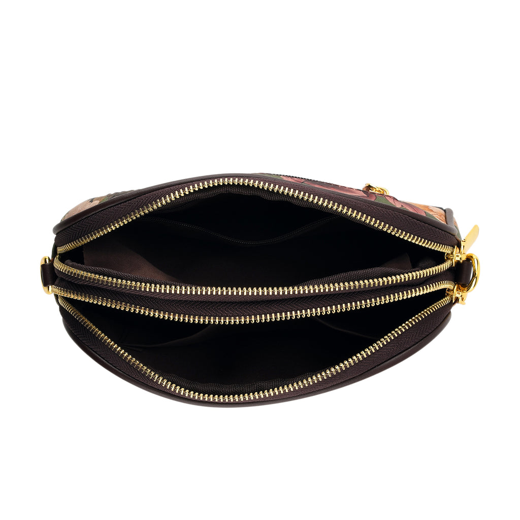 Floral Embroidered Crossbody Sling Bag with Chain Strap - Dark Green_8501931_5
