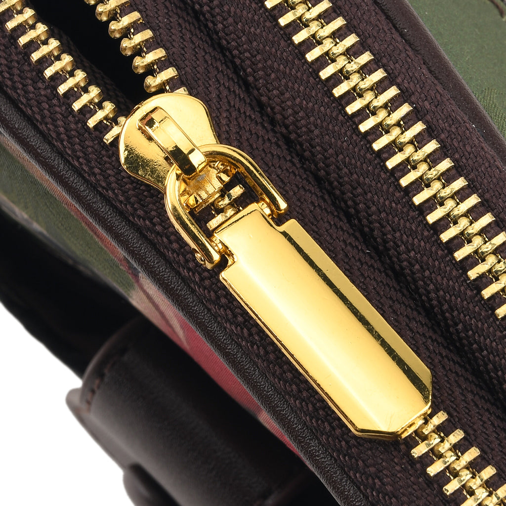Floral Embroidered Crossbody Sling Bag with Chain Strap - Dark Green_8501931_6