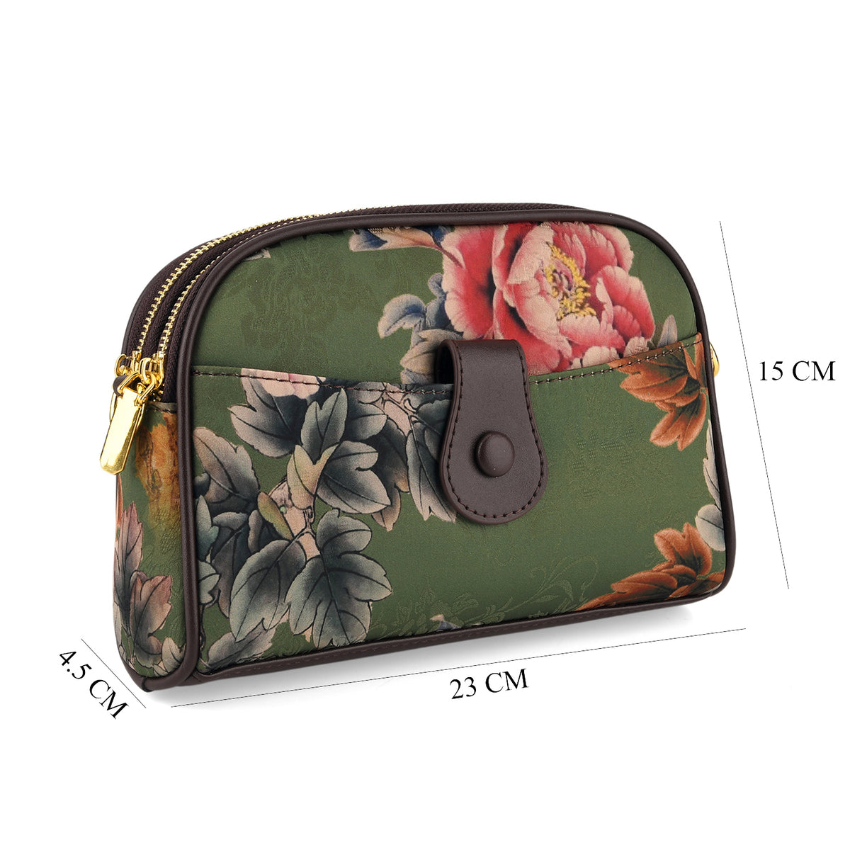 Floral Embroidered Crossbody Sling Bag with Chain Strap - Dark Green V32698737 7