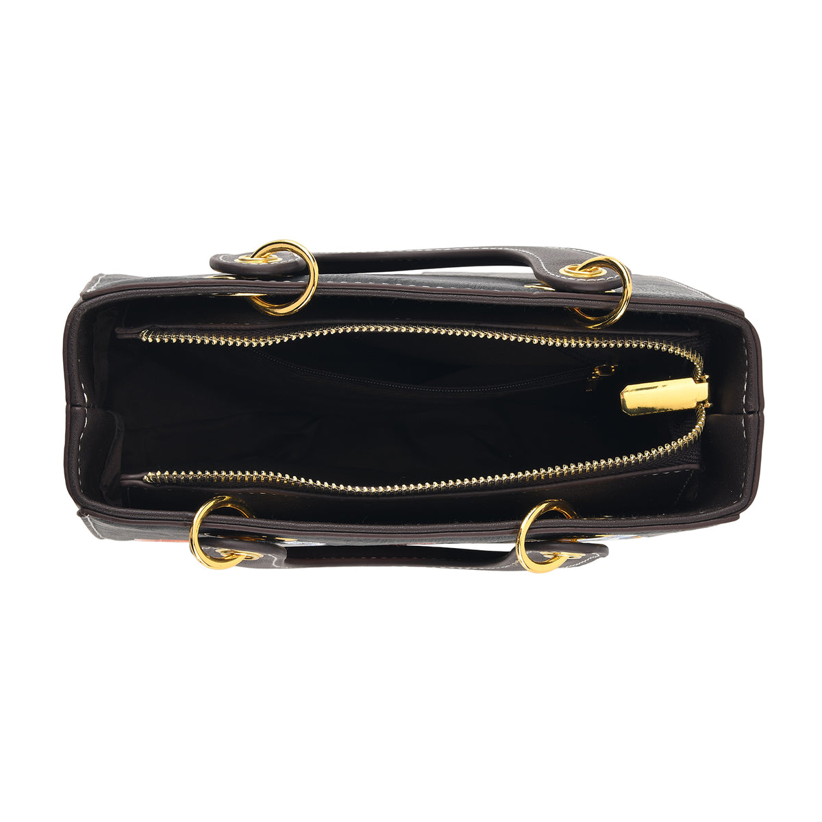 Designer Closeout Mega Clearance Deal - Multi-colour Floral Embroidered Crossbody Top Handle Bag with Shoulder Strap - Black V32580556 4