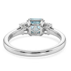 Luxuriant Lab Grown Diamond & Blue Zircon Three-Stone Emerald Cut Ring in Rhodium Overlay Sterling Silver 1.61 Ct._8502029_4