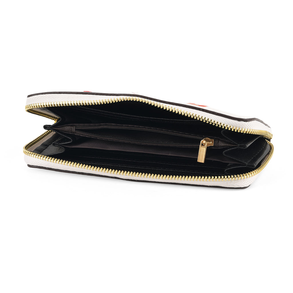 Botanical Embroidered Zip-Around Wristlet Wallet - White_8502045_5