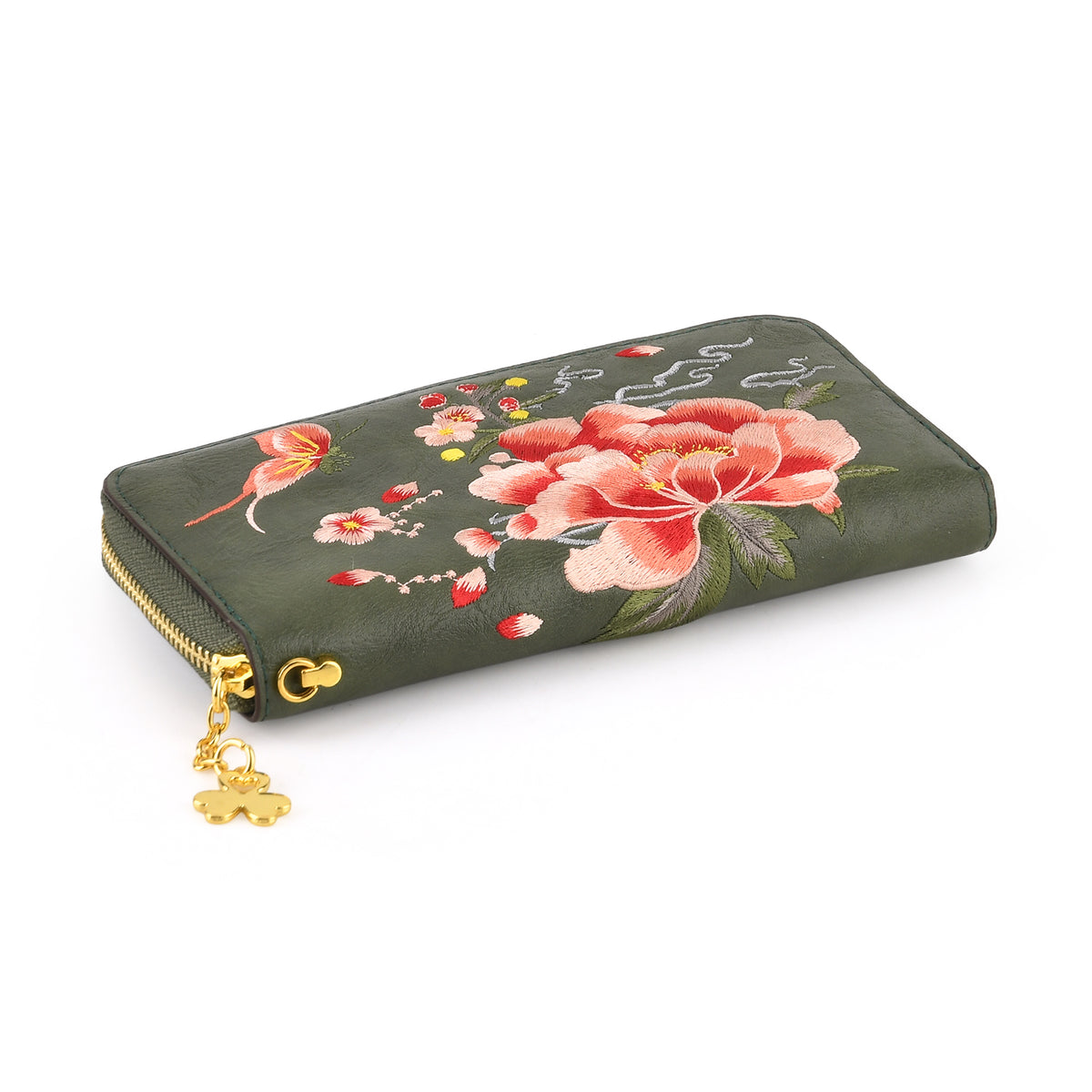 Botanical Embroidered Zip-Around Purse - Green V32512492 5