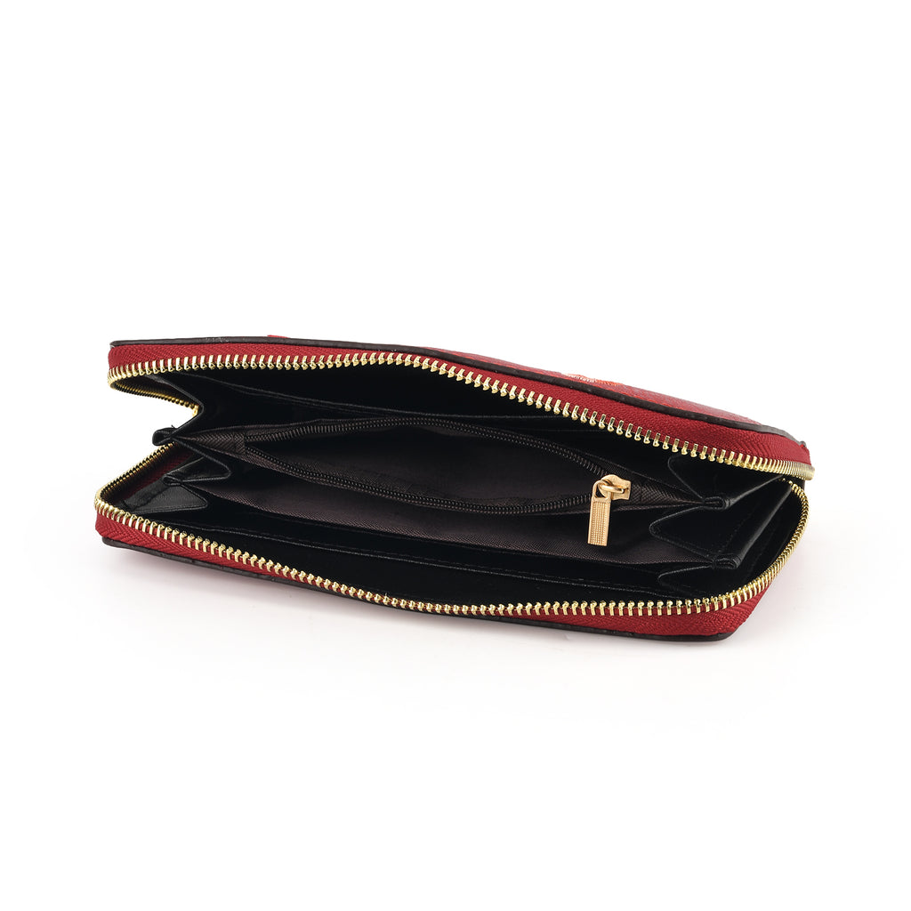Botanical Embroidered Zip-Around Purse  - Red_8502048_5