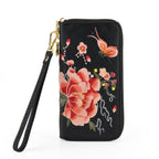 Botanical Embroidered Zip-Around Purse - Black_8502049