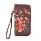 Botanical Embroidered Zip-Around Purse - Light Mauve_8502050