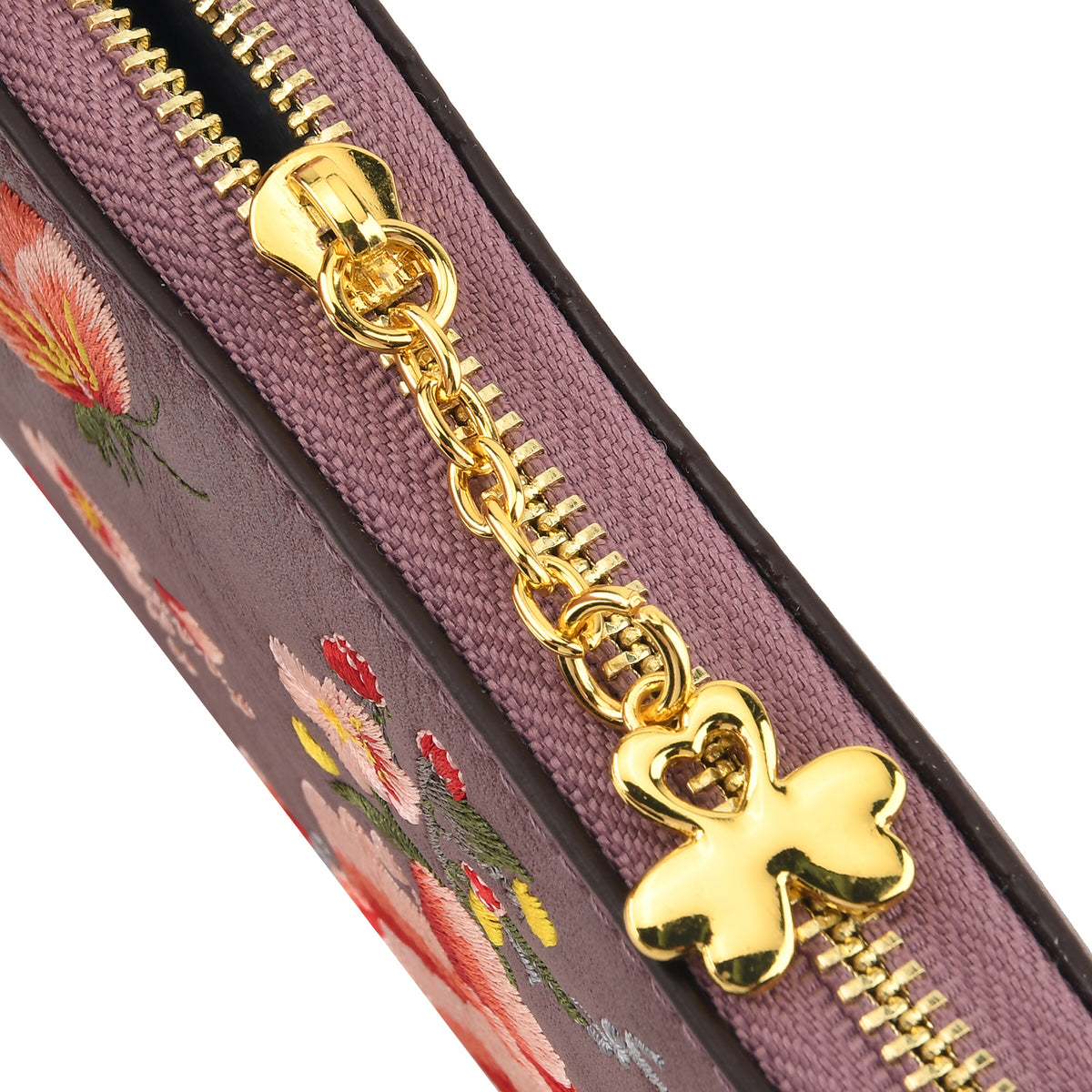 Botanical Embroidered Zip-Around Purse - Light Mauve V32512641 4