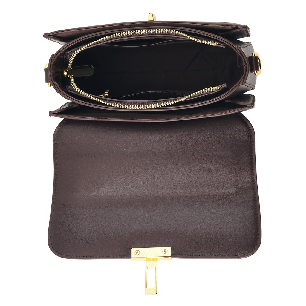 Designer Inspired Embroidered Top-Handle Satchel with Adjustable Crossbody Strap - Black & Brown_8502051_4