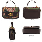 Designer Inspired Embroidered Top-Handle Satchel with Adjustable Crossbody Strap - Brown & Green_8502052_3