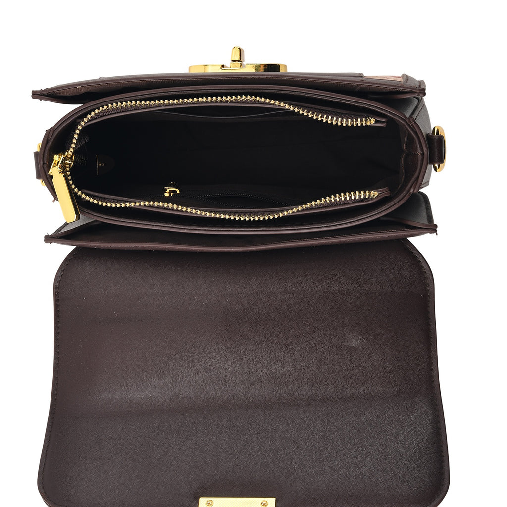 Designer Inspired Embroidered Top-Handle Satchel with Adjustable Crossbody Strap - Brown & Green_8502052_4