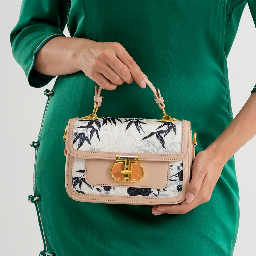 Designer Inspired Embroidered Floral Top-Handle Satchel with Adjustable Crossbody Strap - Nude_8502053_2