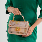 Designer Inspired Embroidered Floral Top-Handle Satchel with Adjustable Crossbody Strap - Peach_8502069_2