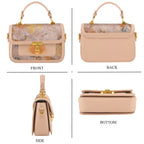 Designer Inspired Embroidered Floral Top-Handle Satchel with Adjustable Crossbody Strap - Peach_8502069_3