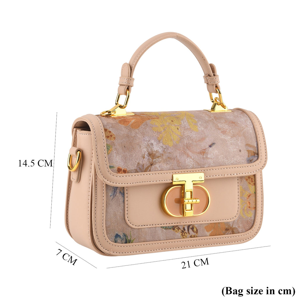Designer Inspired Embroidered Floral Top-Handle Satchel with Adjustable Crossbody Strap - Peach_8502069_6