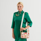Designer Inspired Embroidered Floral Top-Handle Satchel with Adjustable Crossbody Strap - Nude & Silver_8502070_1