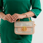 Designer Inspired Embroidered Floral Top-Handle Satchel with Adjustable Crossbody Strap - Nude and White_8502071_2