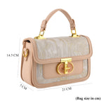 Designer Inspired Embroidered Floral Top-Handle Satchel with Adjustable Crossbody Strap - Nude and White_8502071_6