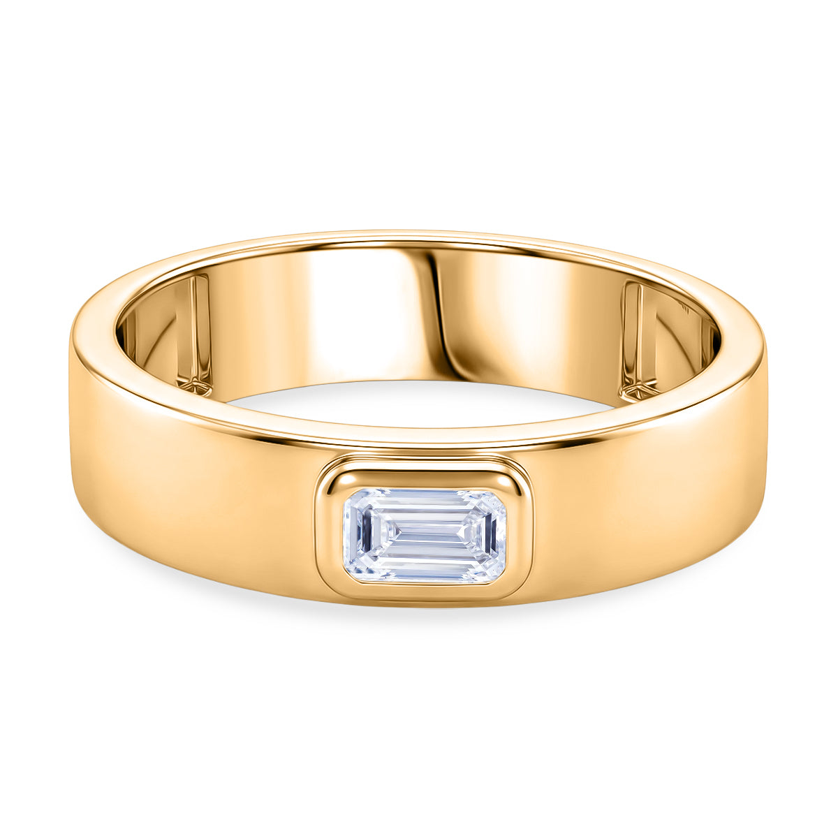 LUXURIANT Lab Grown Diamond Solitaire Band Ring in 18K Vermeil Yellow Gold Over Sterling Silver 0.32 Ct. (SI-G-H) 8502072 0