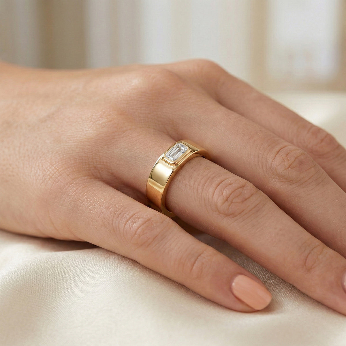 LUXURIANT Lab Grown Diamond Solitaire Band Ring in 18K Vermeil Yellow Gold Over Sterling Silver 0.32 Ct. (SI-G-H) 8502072 2