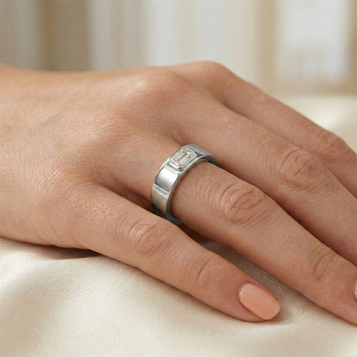 LUXURIANT Lab Grown Diamond Solitaire Band Ring in Rhodium Overlay Sterling Silver 0.32 Ct. (SI-G-H) 8502080 2