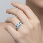 D'Joy - Ratanakiri Blue Zircon & White Zircon Trilogy Halo Ring in Rhodium Overlay Sterling Silver 2.74 Ct._8502109_2