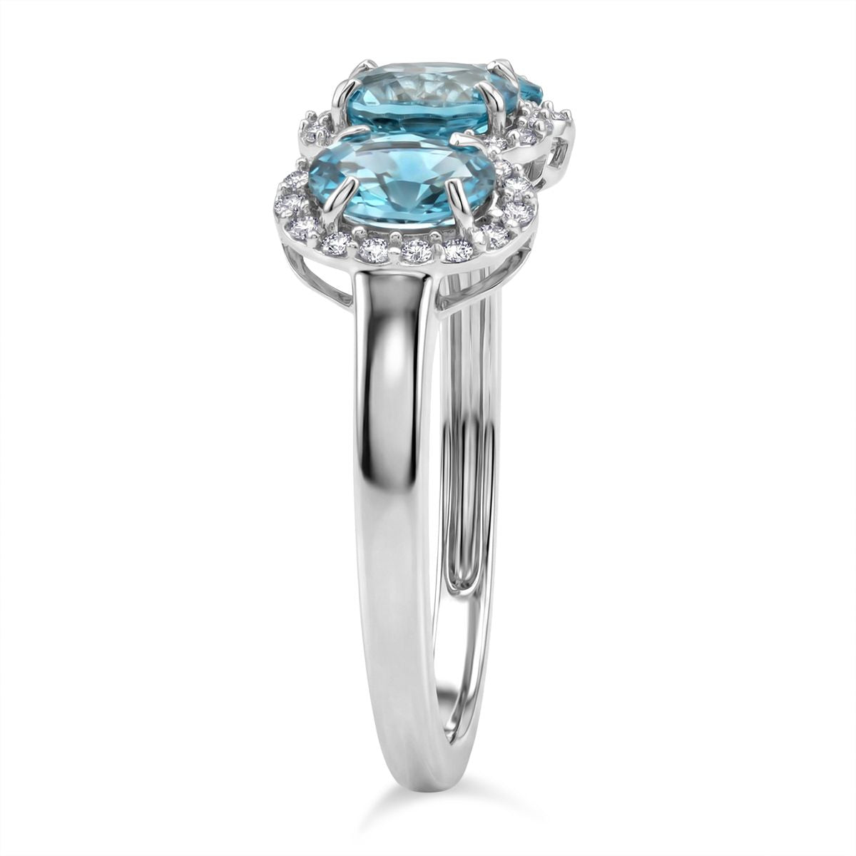 D'Joy Blue Zircon, White Zircon Trilogy Ring in Rhodium Overlay Sterling Silver 2.74 Ct. 8502110 4