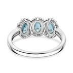 D'Joy - Ratanakiri Blue Zircon & White Zircon Trilogy Halo Ring in Rhodium Overlay Sterling Silver 2.74 Ct._8502110_4