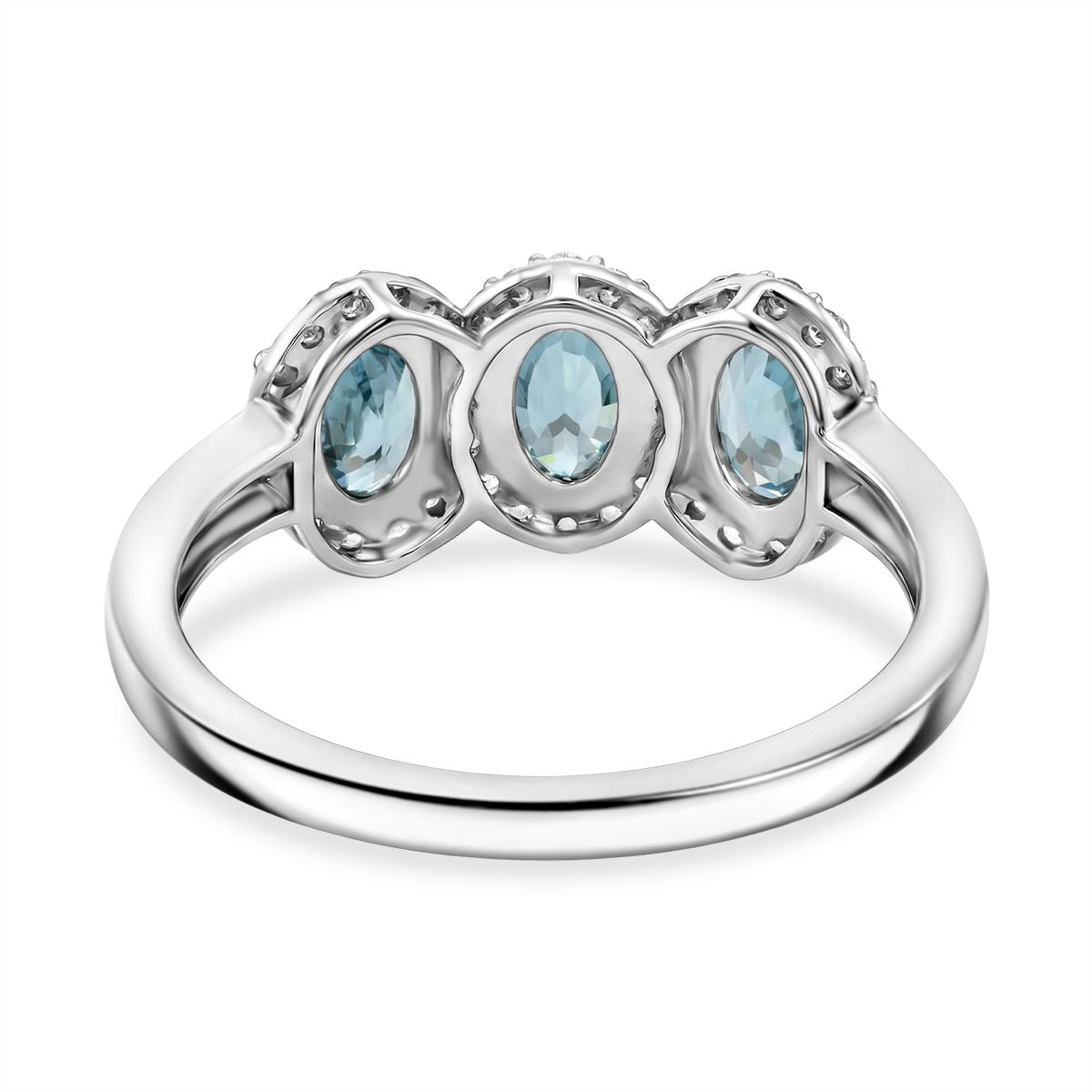 D'Joy Blue Zircon, White Zircon Trilogy Ring in Rhodium Overlay Sterling Silver 2.74 Ct. 8502110 5