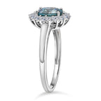 Ratanakiri AAA Blue Zircon (Oval 2.00 Cts) and Lab Grown Diamond ( 0.50 Cts) Ring in Rhodium Overlay Sterling Silver 2.50 Ct._8502117_3