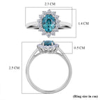 Ratanakiri AAA Blue Zircon (Oval 2.00 Cts) and Lab Grown Diamond ( 0.50 Cts) Ring in Rhodium Overlay Sterling Silver 2.50 Ct._8502117_5