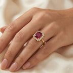 Premier African Ruby (4.5 Ct.) & Lab Grown Diamond SI/GH (0.60 Ct.) Emerald Cut Halo Ring in 18K Vermeil Yellow Gold Plated Sterling Silver 5.20 Ct._8502165_1