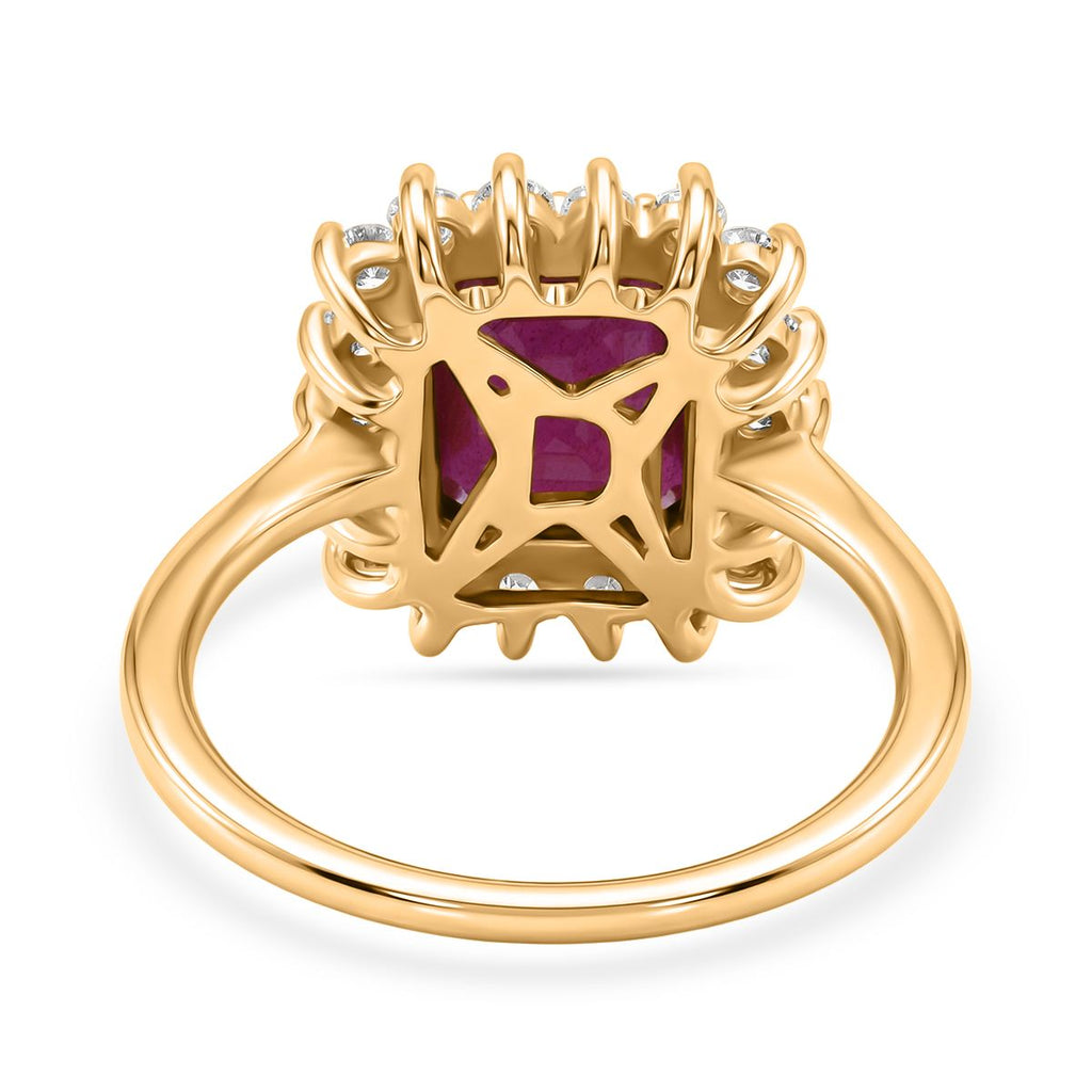 Premier African Ruby (4.5 Ct.) & Lab Grown Diamond SI/GH (0.60 Ct.) Emerald Cut Halo Ring in 18K Vermeil Yellow Gold Plated Sterling Silver 5.20 Ct._8502165_4