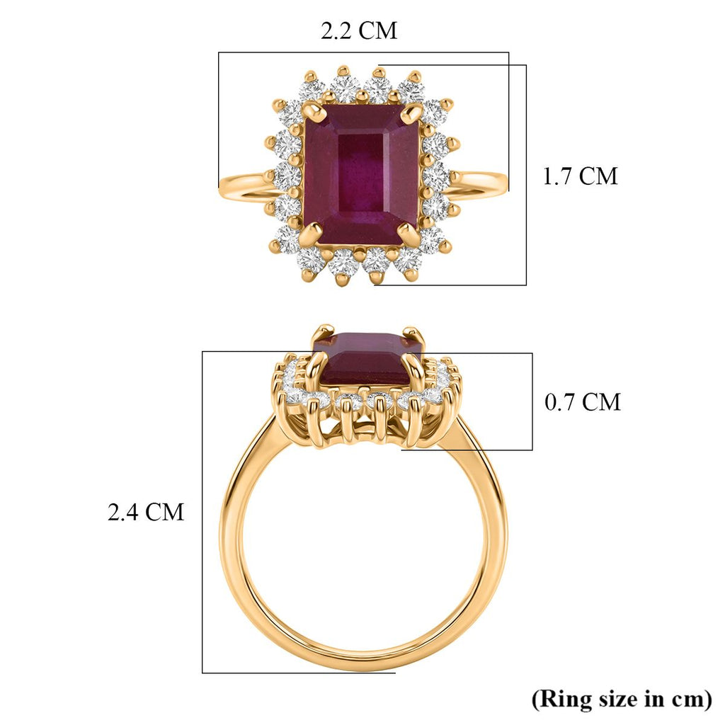 Premier African Ruby (4.5 Ct.) & Lab Grown Diamond SI/GH (0.60 Ct.) Emerald Cut Halo Ring in 18K Vermeil Yellow Gold Plated Sterling Silver 5.20 Ct._8502165_5