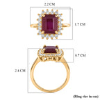 Premier African Ruby (4.5 Ct.) & Lab Grown Diamond SI/GH (0.60 Ct.) Emerald Cut Halo Ring in 18K Vermeil Yellow Gold Plated Sterling Silver 5.20 Ct._8502165_5