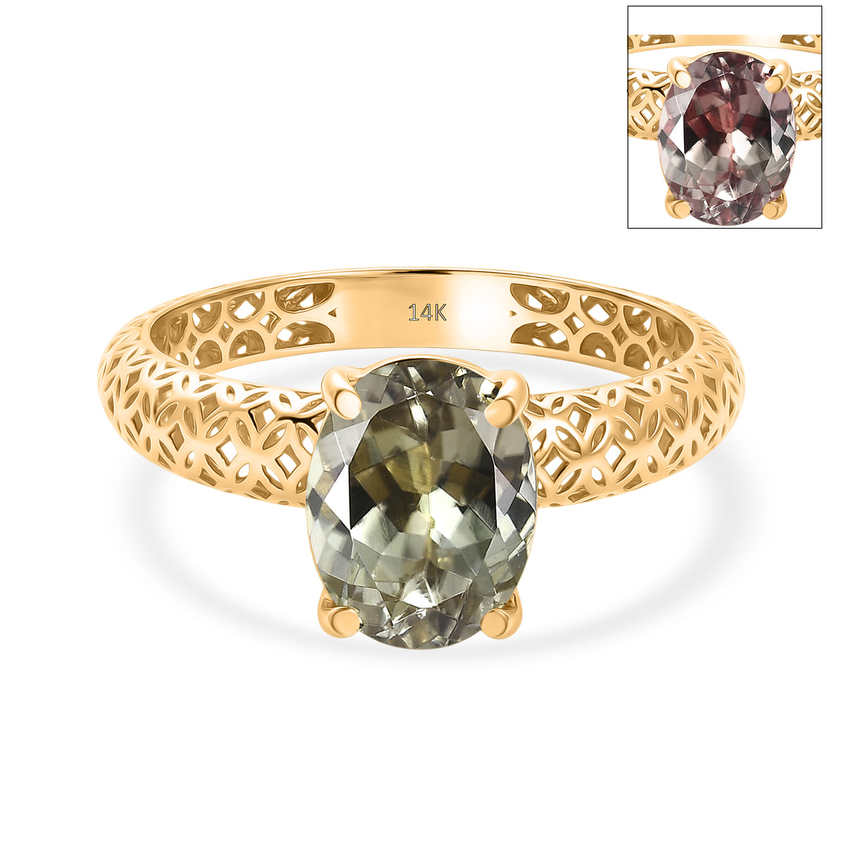14K Yellow Gold AAAA Turkizite Mirage Solitaire Ring 3.00 Ct.