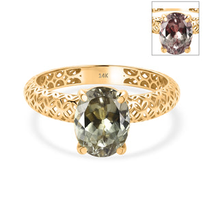 14K Yellow Gold AAAA Turkizite Mirage Solitaire Ring 3.00 Ct.