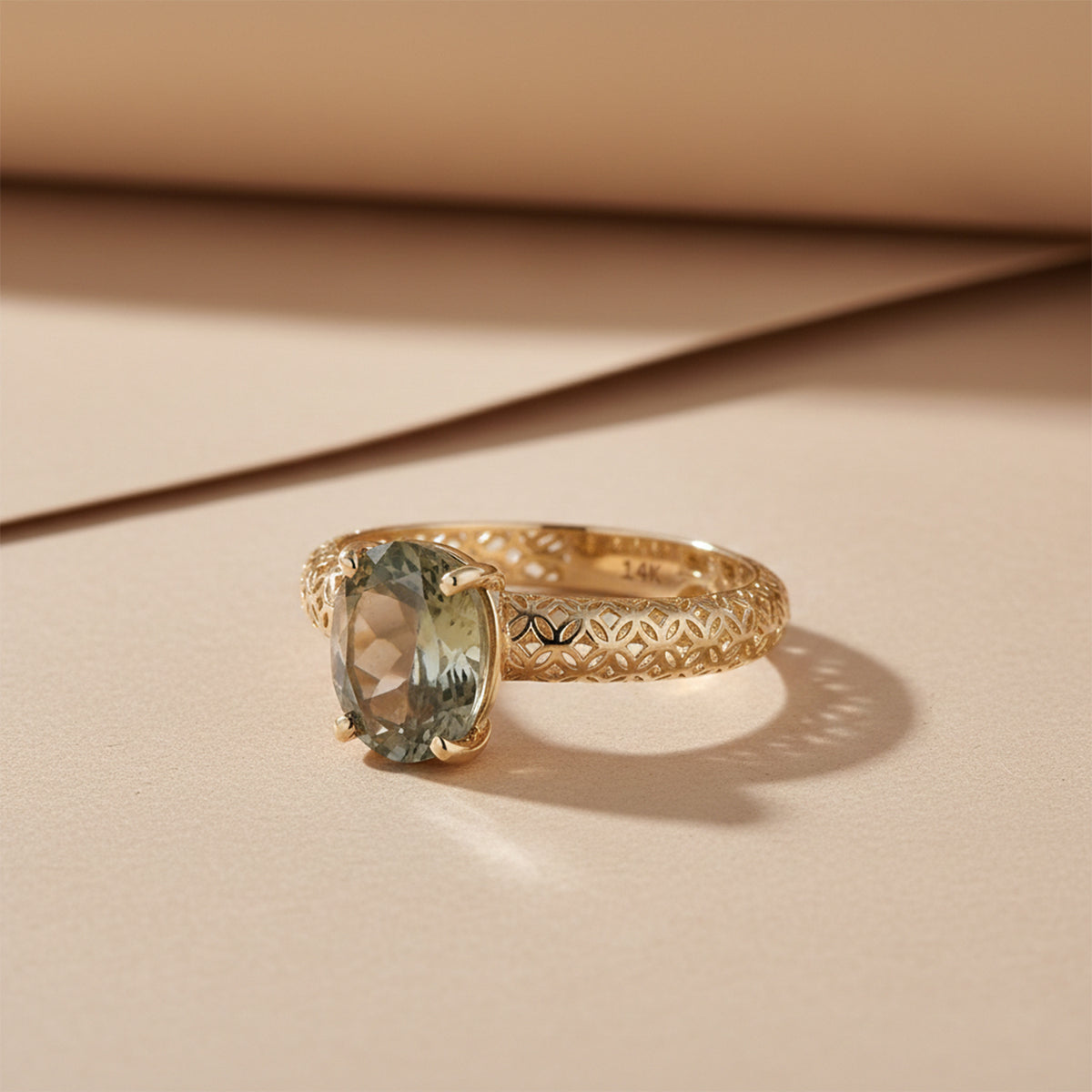 14K Yellow Gold AAAA Turkizite Mirage Solitaire Ring 3.00 Ct. V32607940 3