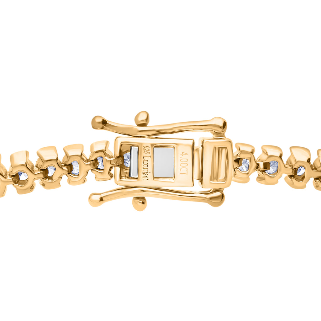 NY Close Out- Luxuriant Lab Grown Diamond SI/GH Tennis Bracelet (Size - 7.5) in 18K Vermeil Yellow Gold Plated Sterling Silver 4.00 Ct_8502357_3