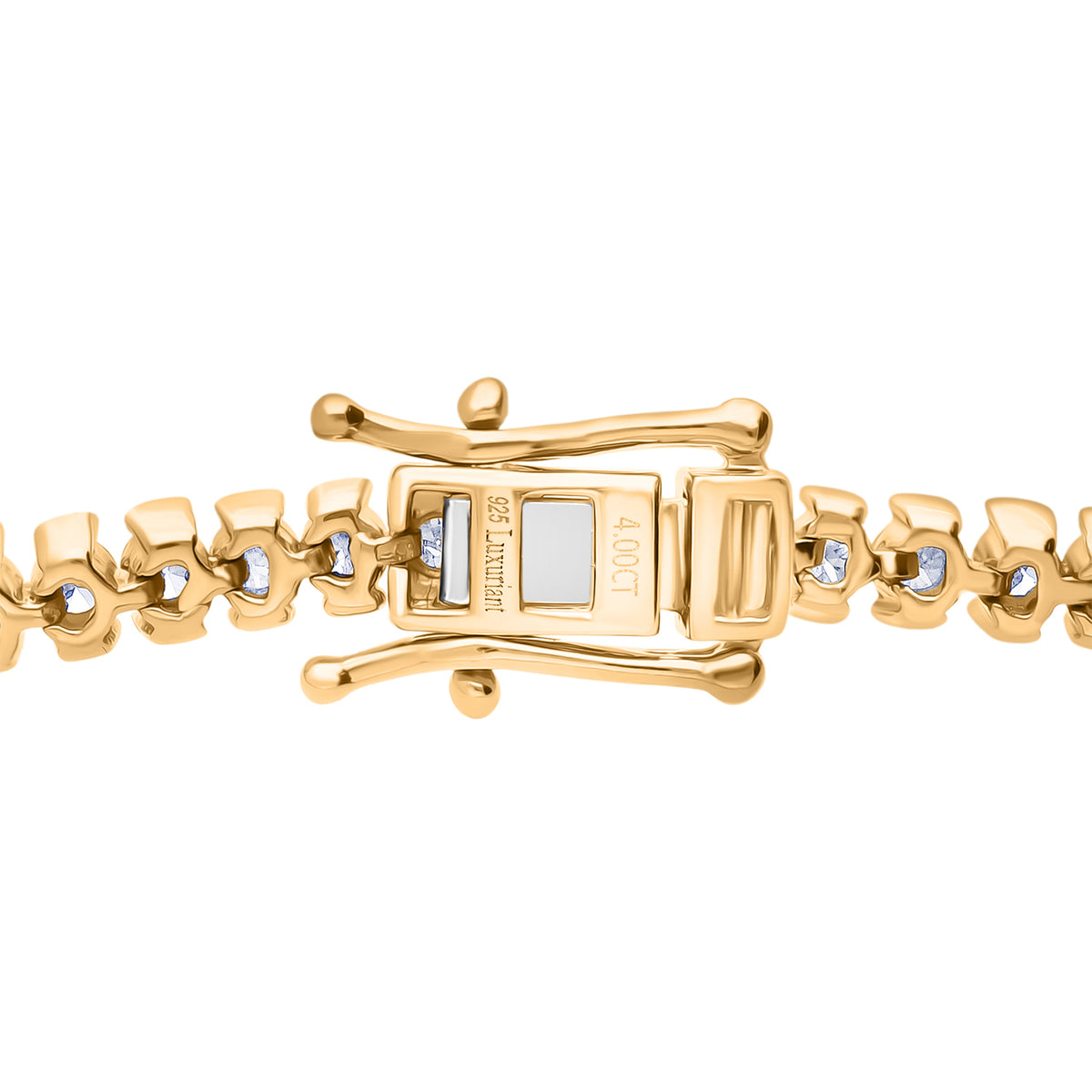 NY Close Out- LUXURIANT 4 Ct. Lab Grown Diamond Tennis Bracelet (Size - 7.5) with GB Box Clasp in 18K Vermeil Yellow Gold Over Sterling Silver (SI-GH) 8502357 4