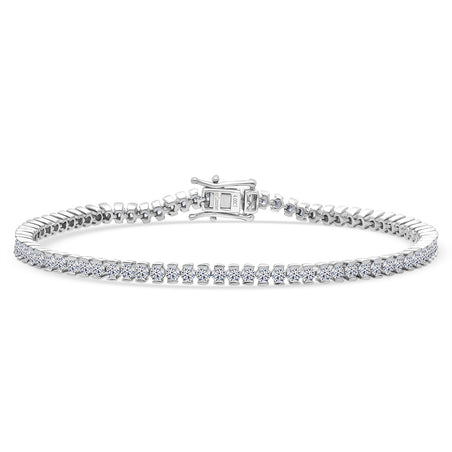 NY Close Out - LUXURIANT 4 Ct. Lab Grown Diamond Tennis Bracelet (Size - 7.5) with GB Box Clasp in Rhodium Overlay Sterling Silver (SI-GH) 8502358 1