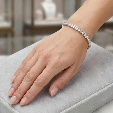 NY Close Out - LUXURIANT 4 Ct. Lab Grown Diamond Tennis Bracelet (Size - 7.5) with GB Box Clasp in Rhodium Overlay Sterling Silver (SI-GH) 8502358 2