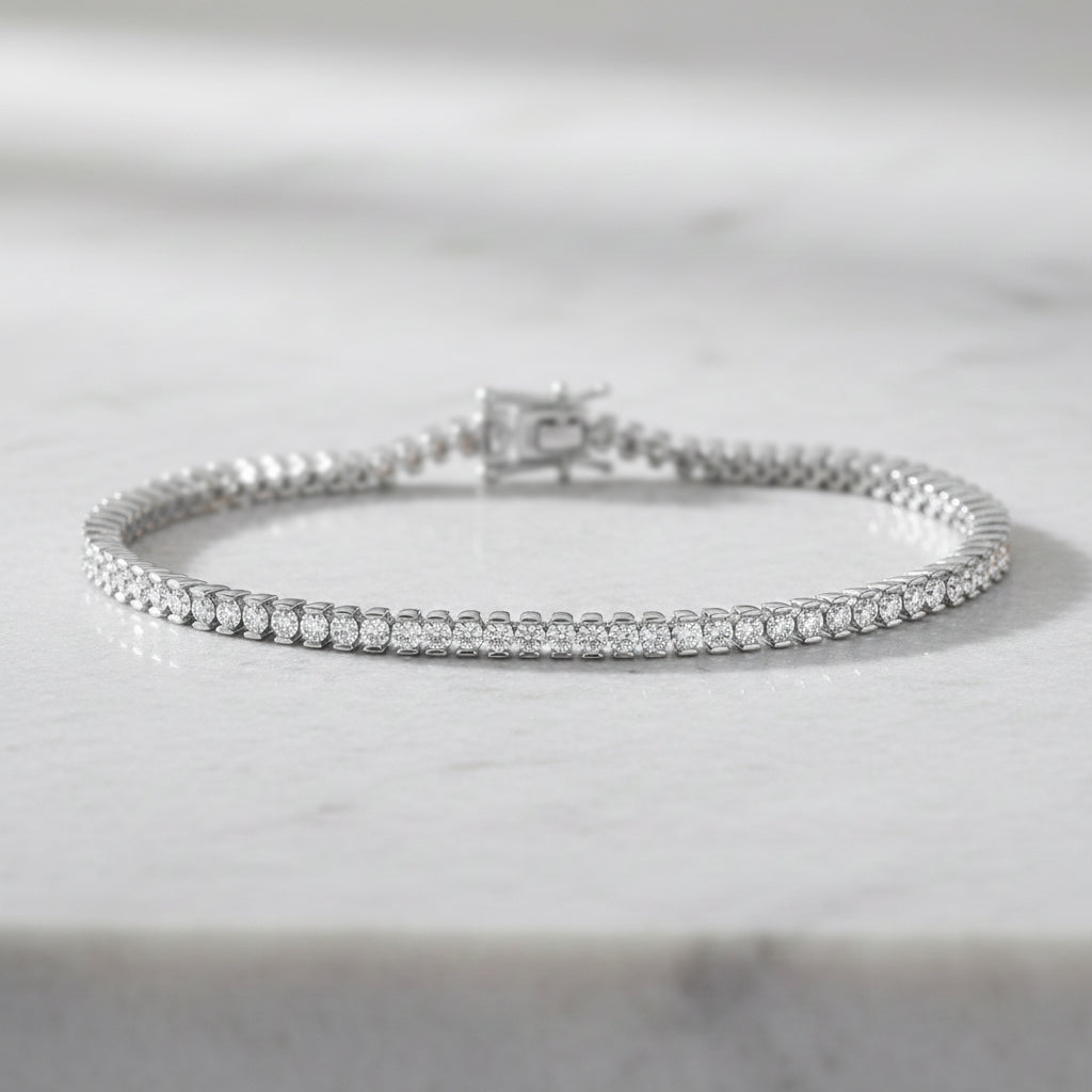 NY Close Out-Luxuriant Lab Grown Diamond SI/GH Tennis Bracelet (Size - 7.5) in Rhodium Overlay Sterling Silver 4.00 Ct_8502358_2