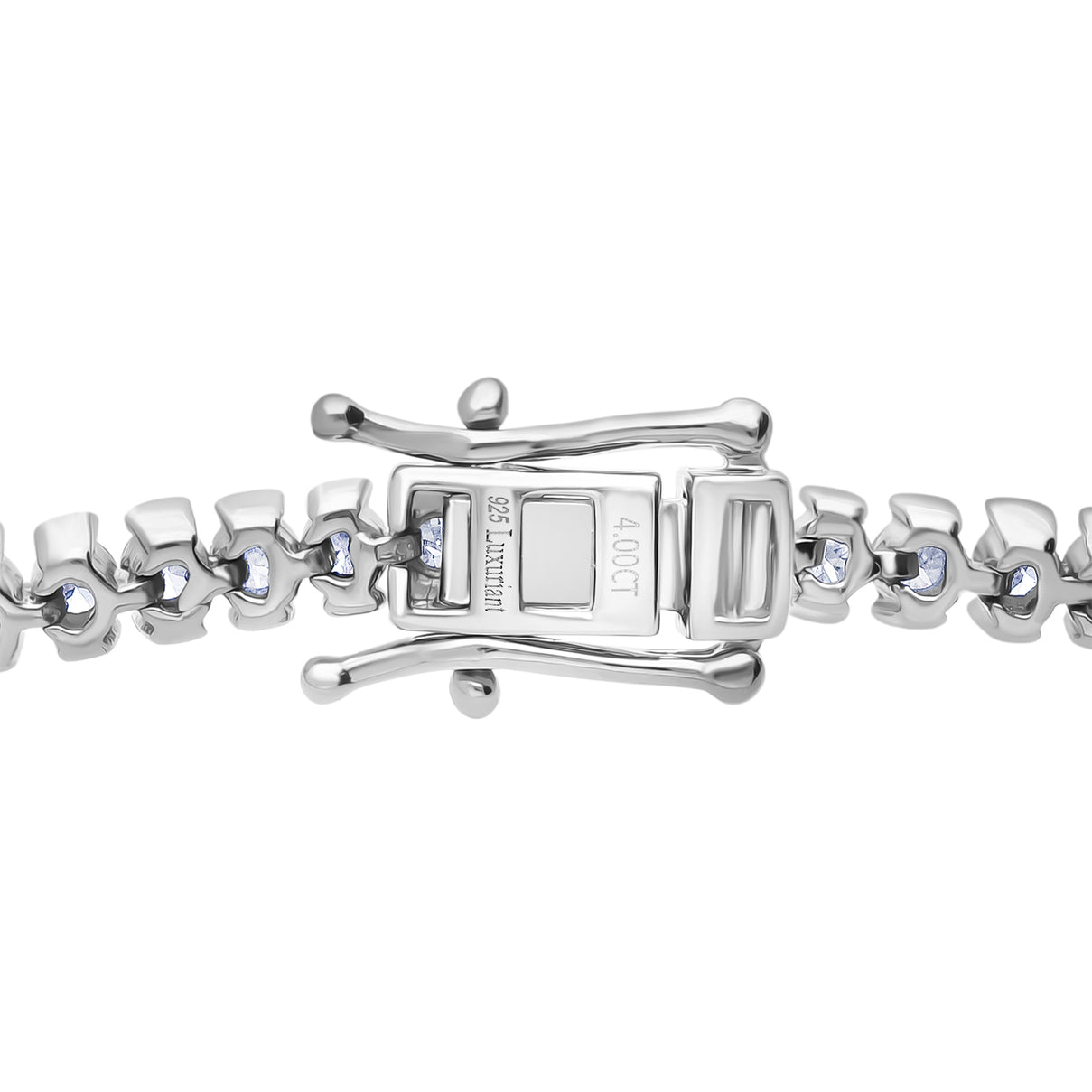 NY Close Out - LUXURIANT 4 Ct. Lab Grown Diamond Tennis Bracelet (Size - 7.5) with GB Box Clasp in Rhodium Overlay Sterling Silver (SI-GH) 8502358 4