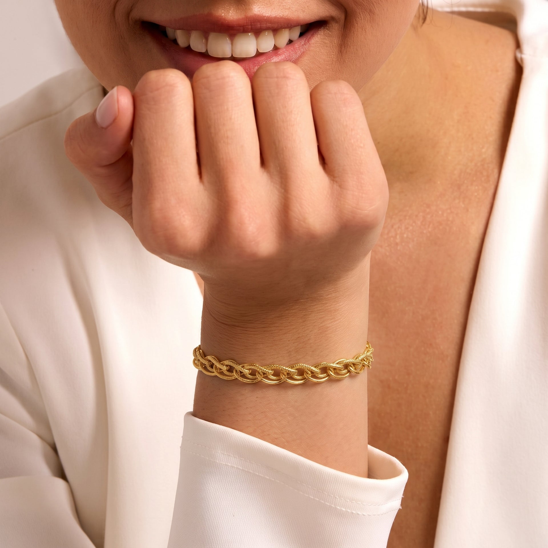 Maestro Collection - 9K Yellow Gold 4.5MM Godronato Eye Chain Bracelet with Lobster Clasp 7.5 Inch 8502436 4