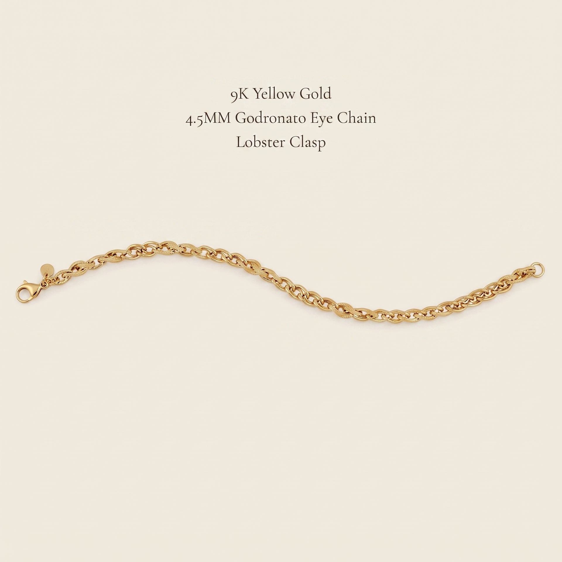 Maestro Collection - 9K Yellow Gold 4.5MM Godronato Eye Chain Bracelet with Lobster Clasp 7.5 Inch 8502436 5