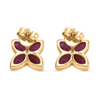 D'Joy African Ruby Floral Push Post Earring in Yellow Gold Plated Sterling Silver 1.84 Ct._8502442_4