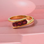 D'Joy African Ruby Trilogy Bypass Ring in Yellow Gold Plated Sterling Silver 1.20 Ct._8502471_2