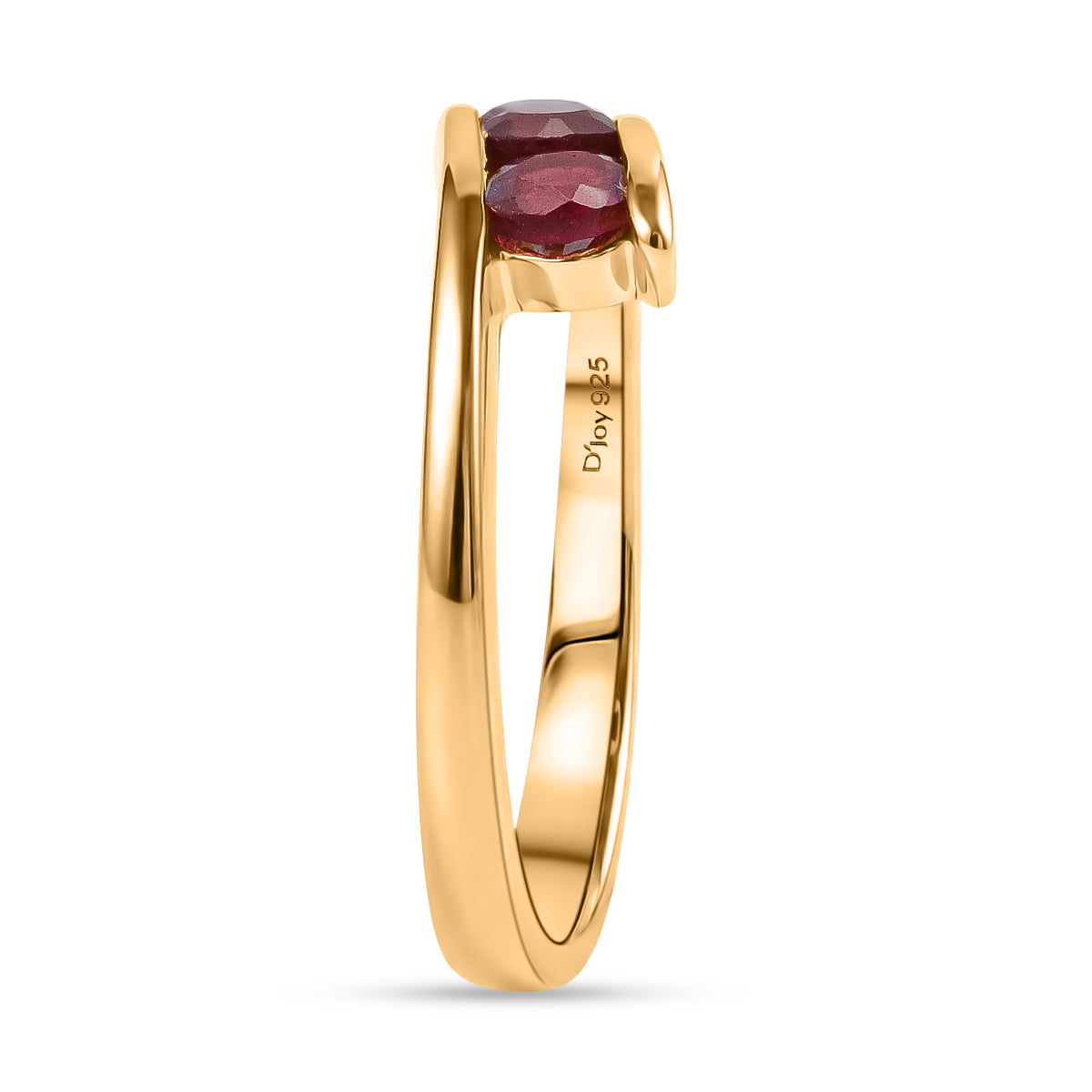D'Joy African Ruby Trilogy Bypass Ring in Yellow Gold Plated Sterling Silver 1.20 Ct. V32519613 4